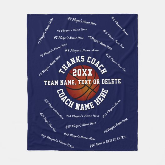 Alle Spieler coach Namen auf Basketball-Trainingsg Fleecedecke (Vorderseite)