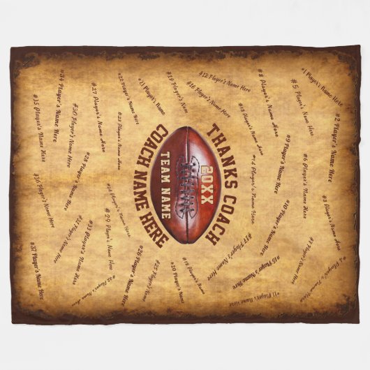 Alle Spieler NAMES Custom Football Coach Geschenki Fleecedecke (Vorderseite (Horizontal))