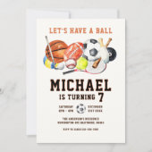 Alle Sportarten lassen uns einen kleinen Jungen zu Einladung (Vorderseite)