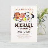 Alle Sportarten lassen uns einen kleinen Jungen zu Einladung (Stehend Vorderseite)