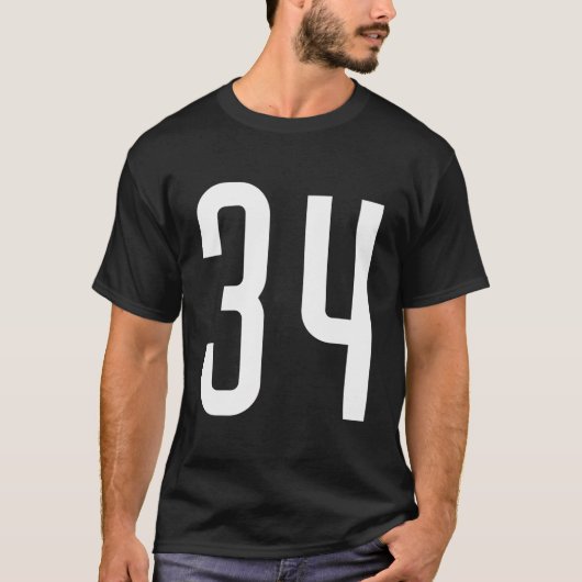 Alle Sportfans Favorit White Number 34 Jersey T-Shirt (Vorderseite)