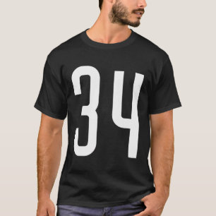 Alle Sportfans Favorit White Number 34 Jersey T-Shirt
