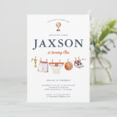 Alle Star 1 Geburtstag | Basketball Champ Birthday Einladung (Stehend Vorderseite)