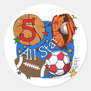 Alle Star 5th Geburtstagsgeschenke und T - Shirt Runder Aufkleber