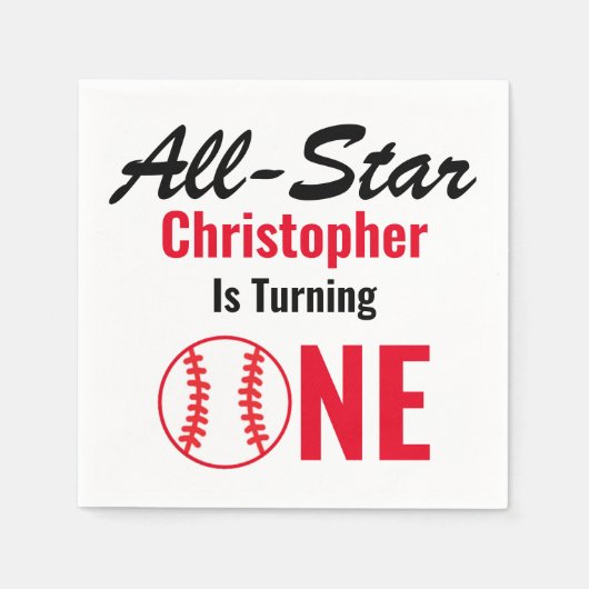 Alle Star Baseball 1. Geburtstag Serviette (Vorderseite)