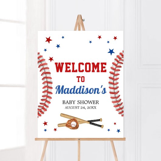 Alle Star Baseball Baby Dusche Willkommen Poster
