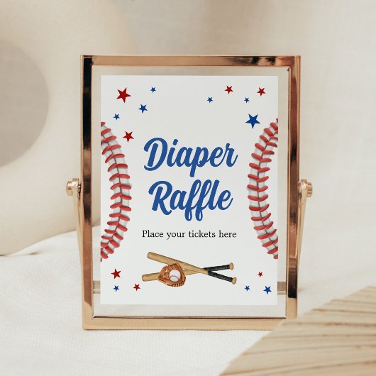 Alle Star Baseball Baby Dusche Windeln Raffle Poster