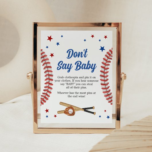 Alle Star Baseball Babydusche sagt kein Baby Poster