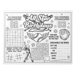 Alle Star Baseball Joint Birthday Colour Aktivität Notizblock
