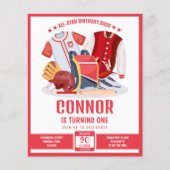 Alle Star Baseball Red Budget Geburtstag Einladung (Vorderseite)