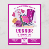 Alle Star Baseball Rosa Budget Geburtstag Einladun (Vorderseite)