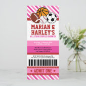 Alle Star Sport Paare Kinderdusche Einladung (Stehend Vorderseite)