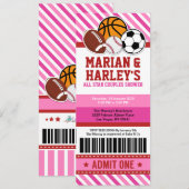 Alle Star Sport Paare Kinderdusche Einladung (Vorne/Hinten)