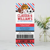 Alle Star Sport Paare Kinderdusche Einladung (Stehend Vorderseite)