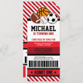 Alle Star Sport Ticket Pass Einladung Geburtstag (Vorne/Hinten)