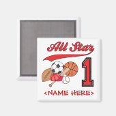 Alle Star Sports 1 Geburtstag Magnet (Vorderseite/Rückseite)