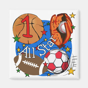 Alle Star Sports 1. Geburtstag Tshirts und Geschen Magnet