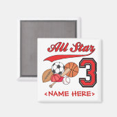 Alle Star Sports 3 Geburtstag Magnet (Vorderseite/Rückseite)