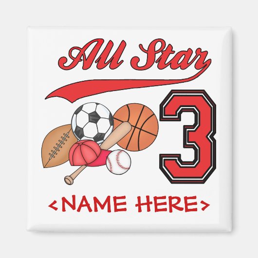 Alle Star Sports 3 Geburtstag Magnet (Vorne)
