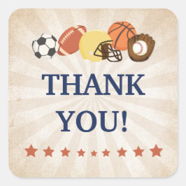 Alle Star Sports Baby Dusche Gefallen Quadratischer Aufkleber