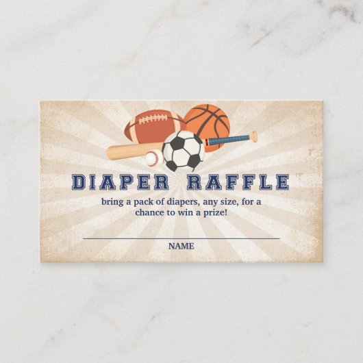 Alle Star Sports Baby Dusche Windeln Raffle Begleitkarte (Vorderseite)