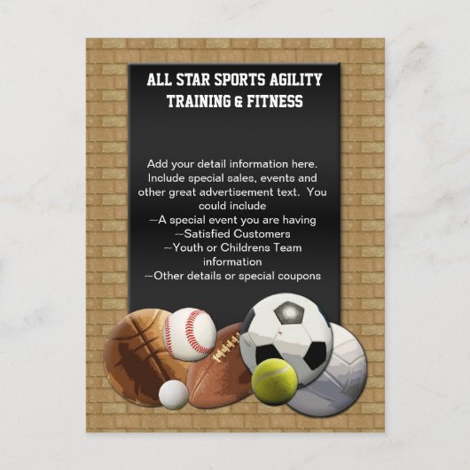 Alle Star Sports Balls mit Bridge Postkarte (Vorderseite)