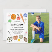 Alle Star Sports Balls Team Kinder Junge Foto Gebu Einladung (Vorderseite)