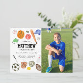 Alle Star Sports Balls Team Kinder Junge Foto Gebu Einladung (Stehend Vorderseite)
