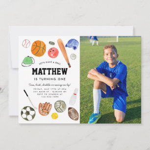 Alle Star Sports Balls Team Kinder Junge Foto Gebu Einladung