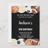 Alle Stars Geburtstagssport Geburtstagseinladungen Einladung (Vorderseite)
