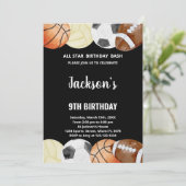 Alle Stars Geburtstagssport Geburtstagseinladungen Einladung (Stehend Vorderseite)