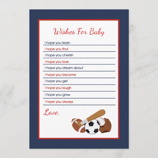 Alle Sterne Sportwünsche für Baby Hinweiskarte (Vorderseite)