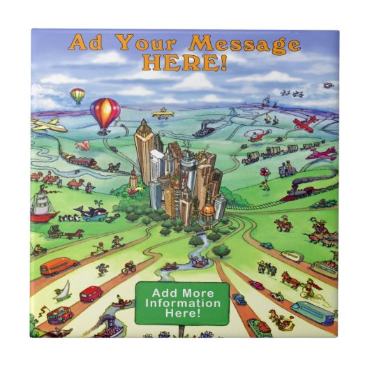 Alle Straßen führen nach Atlanta Georgia Fliese (Vorderseite)