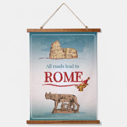 Alle Straßen führen nach Rom Wandteppich Mit Holzrahmen (Vorderseite)