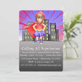 Alle Superhelden anrufen Geburtstag Einladung (Stehend Vorderseite)