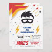 Alle Superhelden rufen Geburtstagspartei Einladung (Vorne/Hinten)