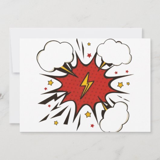 Alle Superheroes Comic Kindergeburtstag rufen Einladung (Rückseite)