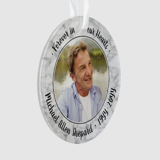 Alle Text-2-Foto-Memorial Elegante Imitate Marmor Ornament (Vorderseite)