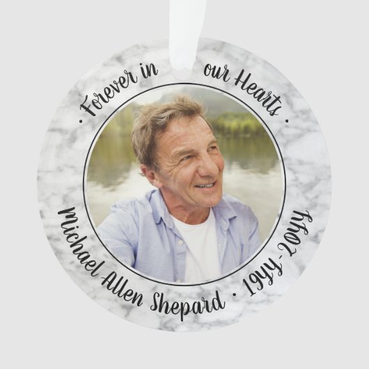 Alle Text-2-Foto-Memorial Elegante Imitate Marmor Ornament (Vorderseite)