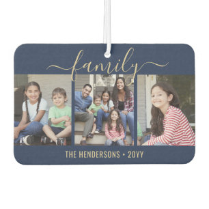 Alle Text 4 Foto Script-Serien Navy Blue und Gold Autolufterfrischer