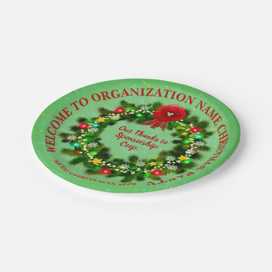 ALLE Text Organisation Weihnachten Party 20xx ände Pappteller (Schrägansicht)