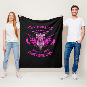 ALLE Textanzeige Name Rosa Motorrad-Flügel ändern Fleecedecke
