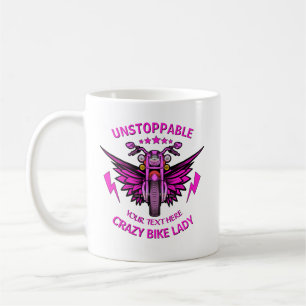 ALLE Textanzeige Name Rosa Motorrad-Flügel ändern Kaffeetasse