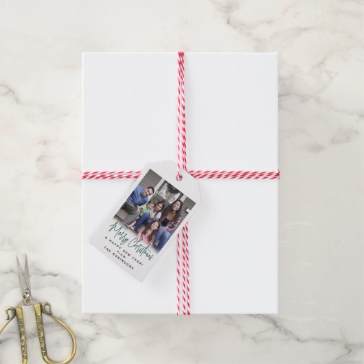 Alle Texte Modernes, einfaches, grünes Script & Fo Geschenkanhänger (Mit Garn)