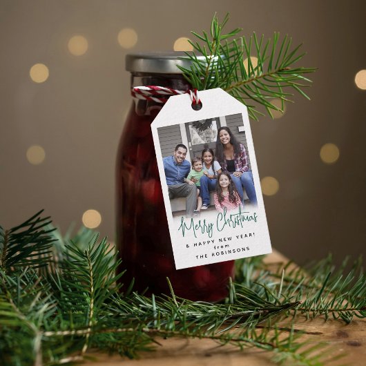 Alle Texte Modernes, einfaches, grünes Script & Fo Geschenkanhänger