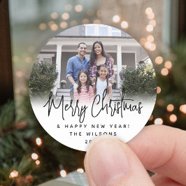 Alle Texte Modernes Skript Einfaches Foto Schwarz Runder Aufkleber