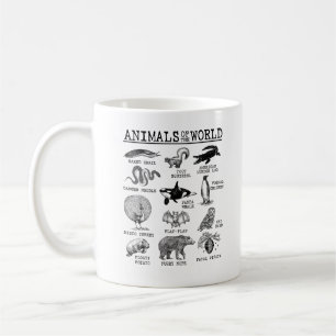 Alle Tiere der Welt Vintage Lustiges Tier Meme Kaffeetasse