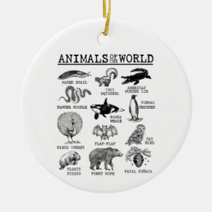 Alle Tiere der Welt Vintage Lustiges Tier Meme Keramik Ornament