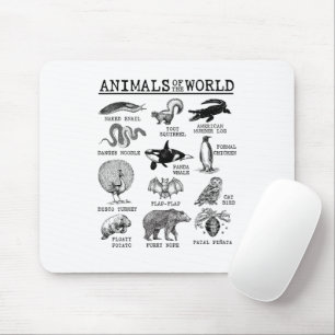 Alle Tiere der Welt Vintage Lustiges Tier Meme Mousepad