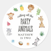Alle Tiere Safari-Dschungel-Kindergeburtstag Runder Aufkleber (Vorderseite)